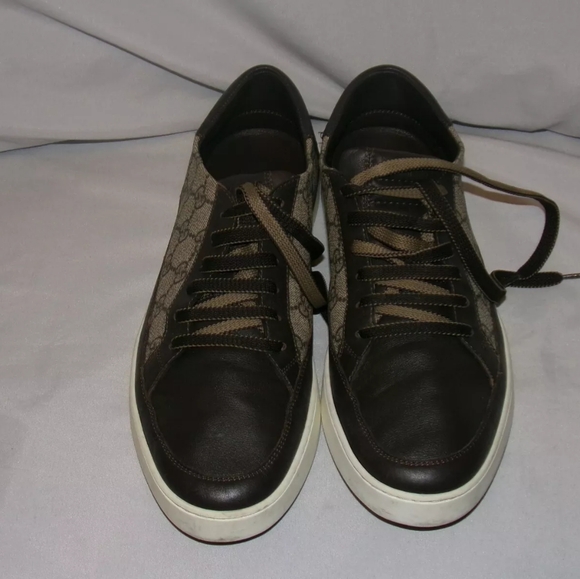 Gucci Brown GG Leather Sneakers Size 10 - Picture 5 of 5
